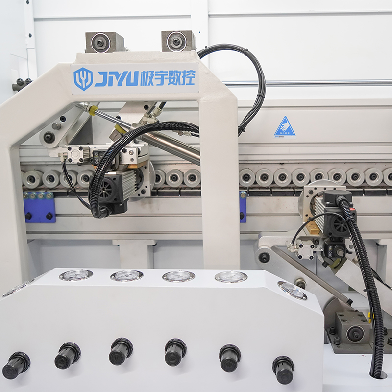 JY-568JKGC Automatic Edge Banding Machine with Pre-milling, Double Trimming, Double Glue Pot and Chamfering
